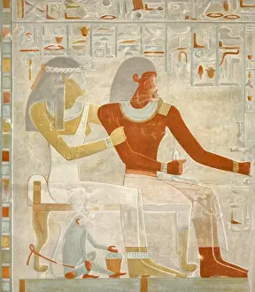 illustration of the fresco Paheri and his wife Henut-er-neheh from the tomb of Paheri in illustration of the fresco Paheri and his wife Henut-er-neheh from the tomb of Paheri in