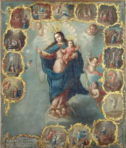 The Immaculate Conception with the Fifteen Mysteries of the Rosary (oil on canvas) The Immaculate Conception with the Fifteen Mysteries of the Rosary (oil on canvas)