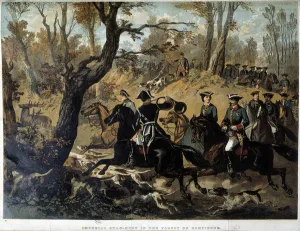 Imperatrice Eugenie et Napoleon III: Hunting scene in Compiegne, 1860 Imperatrice Eugenie et Napoleon III: Hunting scene in Compiegne, 1860
