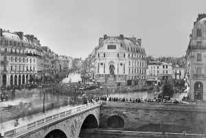 The Inauguration of the Fontaine Saint-Michel, 1860 (b/w photo) The Inauguration of the Fontaine Saint-Michel, 1860 (b/w photo)