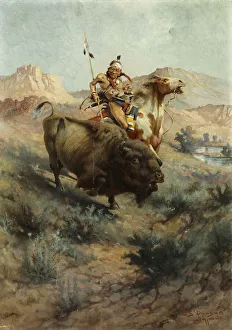 Indian and Buffalo, 1891 (oil on canvas) Indian and Buffalo, 1891 (oil on canvas)