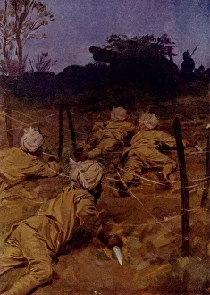 The Indian soldiers crept forward as silently as cats (colour litho) The Indian soldiers crept forward as silently as cats (colour litho)