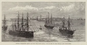 Indian Transport Ships leaving the Suez Canal, Departure of the Bengal and Oriflamme Indian Transport Ships leaving the Suez Canal, Departure of the Bengal and Oriflamme