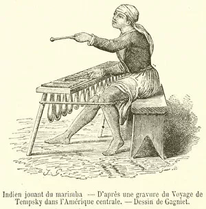 Marimba Collection: Indien jouant du marimba (engraving)