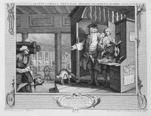 The Industrious Prentice a Favourite and Entrusted by his Master, plate IV of Industry The Industrious Prentice a Favourite and Entrusted by his Master, plate IV of Industry