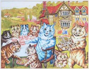 Louis Wain Art Prints: A Tea Party at Napsbury (w/c)