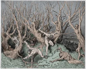 Inferno, Canto 13 : The suicides flee the forest, illustration from ' Inferno, Canto 13 : The suicides flee the forest, illustration from '