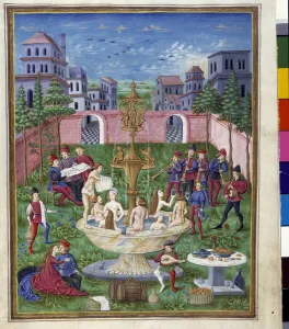 Influence of Mercury: the Garden of Love and the Fountain of Youth. Miniature made by Cristoforo de Predis (v. 1440-v) Influence of Mercury: the Garden of Love and the Fountain of Youth. Miniature made by Cristoforo de Predis (v. 1440-v)