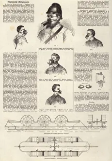 Inventions: B Loeb's respirators and Stephany's patented power boat (engraving) Inventions: B Loeb's respirators and Stephany's patented power boat (engraving)
