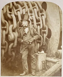 Isambard Kingdom Brunel at Millwall, leaning against a Chain Drum Isambard Kingdom Brunel at Millwall, leaning against a Chain Drum