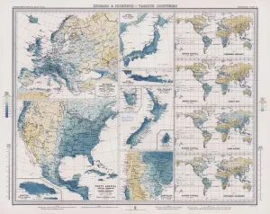 Isobars and Isohyets, Various Countries (colour litho) Isobars and Isohyets, Various Countries (colour litho)