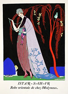 Istar-Sahar Oriental style dress from Molyneux, 1919-21 (pochoir print) Istar-Sahar Oriental style dress from Molyneux, 1919-21 (pochoir print)