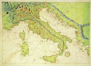 Italy, from an Atlas of the World in 33 Maps, Venice, 1st September 1553 (ink on vellum) Italy, from an Atlas of the World in 33 Maps, Venice, 1st September 1553 (ink on vellum)