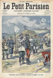 A Japanese parliamentarian hands over the editing conditions to Russian troops in Port Arthur (China) A Japanese parliamentarian hands over the editing conditions to Russian troops in Port Arthur (China)