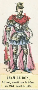 Jean le Bon, 51e roi, monte sur le trone en 1350, mort en 1364 (coloured engraving) Jean le Bon, 51e roi, monte sur le trone en 1350, mort en 1364 (coloured engraving)