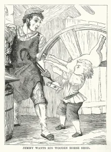 Jemmy wants his wooden horse shod (engraving) Jemmy wants his wooden horse shod (engraving)
