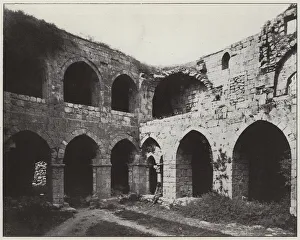 Jerusalem, Interior of St John's hospital, the courtyard (b/w photo) Jerusalem, Interior of St John's hospital, the courtyard (b/w photo)