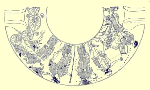 The Judgement of Paris, illustration from Greek Vase Paintings by J. E. Harrison and D. S The Judgement of Paris, illustration from Greek Vase Paintings by J. E. Harrison and D. S
