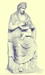 Juno nursing the infant Hercules, statue in the Vatican, illustration from History of Rome by Victor Duruy Juno nursing the infant Hercules, statue in the Vatican, illustration from History of Rome by Victor Duruy