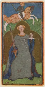 Justice, fascimile of a tarot card from the Visconti deck Justice, fascimile of a tarot card from the Visconti deck