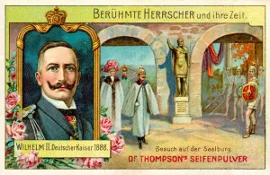 Kaiser Wilhelm II visiting the Saalburg, Germany (chromolitho) Kaiser Wilhelm II visiting the Saalburg, Germany (chromolitho)