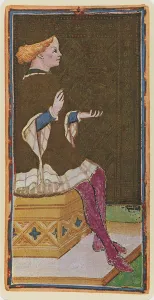 The King of Cups, facsimile of a tarot card from the Visconti deck The King of Cups, facsimile of a tarot card from the Visconti deck