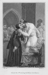 King Edward IV receiving the widow's contribution (engraving) King Edward IV receiving the widow's contribution (engraving)