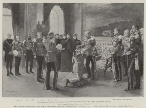 King Edward VII investing the German Crown Prince with the Order of the Garter to Osborne, 28 January (litho) King Edward VII investing the German Crown Prince with the Order of the Garter to Osborne, 28 January (litho)
