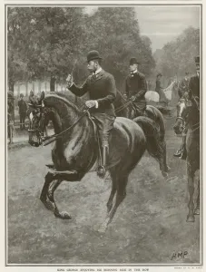 King George's daily ride in Hyde Park (engraving) King George's daily ride in Hyde Park (engraving)