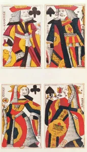 King and Queen playing cards (coloured wood engraving) King and Queen playing cards (coloured wood engraving)