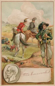 King Victor Emmanuel of Italy and the battlefield of Magenta (chromolitho) King Victor Emmanuel of Italy and the battlefield of Magenta (chromolitho)