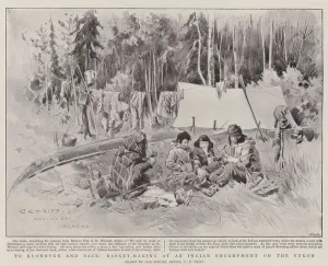 To Klondyke and Back, Basket-Making at an Indian Encampment on the Yukon (litho) To Klondyke and Back, Basket-Making at an Indian Encampment on the Yukon (litho)