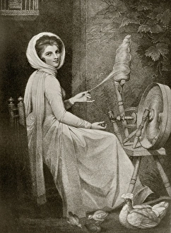 Lady Hamilton as The Spinster, engraved by Thomas Cheesman, from The Print-Collector's Lady Hamilton as The Spinster, engraved by Thomas Cheesman, from The Print-Collector's