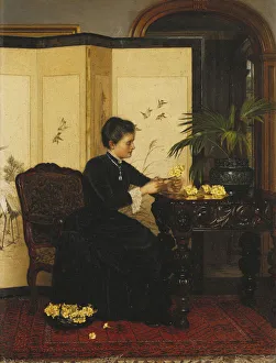 Lady Making Posies from Primroses, 1887 (oil on panel) Lady Making Posies from Primroses, 1887 (oil on panel)