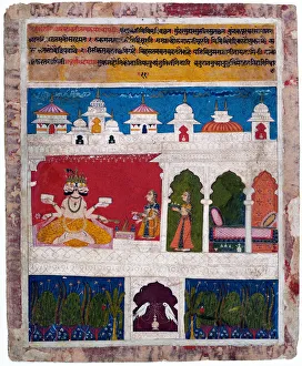 A lady on a terrace offers the ancient Vedic ritual sacrifice to Brahma, c.1725 (w/c on paper) A lady on a terrace offers the ancient Vedic ritual sacrifice to Brahma, c.1725 (w/c on paper)