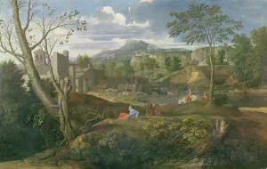 Landscape with buildings, 1648-51 (oil on canvas) Landscape with buildings, 1648-51 (oil on canvas)