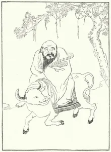 Laozi, ancient Chinese Philosopher, on a water buffalo (engraving) Laozi, ancient Chinese Philosopher, on a water buffalo (engraving)