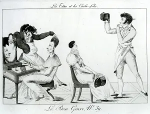 Le Bon Genre - Les Titus et les caches-folie, 1812 (etching) Le Bon Genre - Les Titus et les caches-folie, 1812 (etching)
