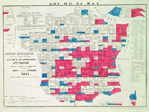 Legislative Map of France following the Universal Suffrage law voted on the 31st May 1850, printed by Burty Legislative Map of France following the Universal Suffrage law voted on the 31st May 1850, printed by Burty