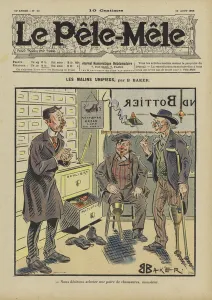 Les malins unipieds. Illustration for Le Pele-Mele, 1906 (colour litho) Les malins unipieds. Illustration for Le Pele-Mele, 1906 (colour litho)