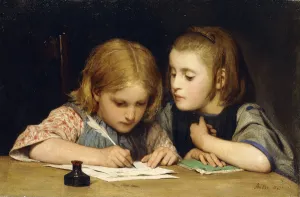 The Lesson; Der Schreibunterricht, 1865 (oil on canvas) The Lesson; Der Schreibunterricht, 1865 (oil on canvas)