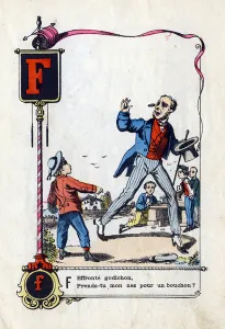 Letter F as ' Brave godichon, do you think my nose is a cork Letter F as ' Brave godichon, do you think my nose is a cork