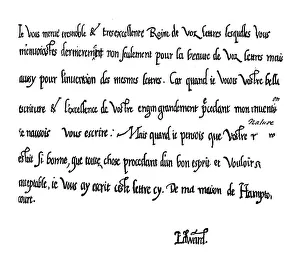 Letter from Prince Edward, future King Edward VI, to his mother (engraving) Letter from Prince Edward, future King Edward VI, to his mother (engraving)
