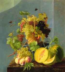 Still Life with Basket of Grapes & Melons, 1815 (oil on copper) Still Life with Basket of Grapes & Melons, 1815 (oil on copper)
