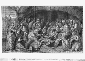 Life of Christ, Christ rising Lazarus from the Dead, preparatory study of tapestry cartoon for the Church Saint-Merri Life of Christ, Christ rising Lazarus from the Dead, preparatory study of tapestry cartoon for the Church Saint-Merri