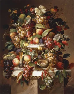 Still Life with Grapes and Peaches, (oil on canvas) Still Life with Grapes and Peaches, (oil on canvas)