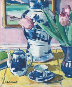 Still Life with Tulips and Iona, 1920s (oil on panel) Still Life with Tulips and Iona, 1920s (oil on panel)