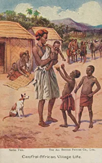 Life in a village, Central Africa (colour litho) Life in a village, Central Africa (colour litho)