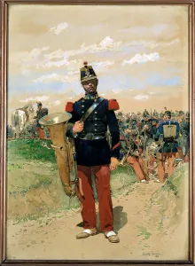 Line music: a soldier member of the military orchestra in 1855 Line music: a soldier member of the military orchestra in 1855
