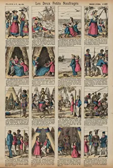 The two little castaways (coloured engraving) The two little castaways (coloured engraving)